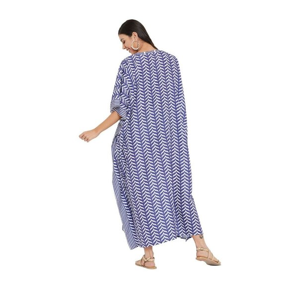 Gypsie Blu Plus Size Night Gown Abstract Print Caftan Maxi Dress for Women - Picture 7 of 8